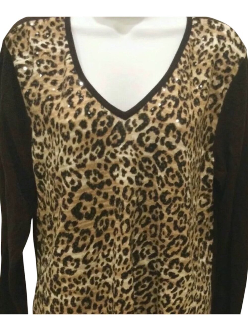 Chico's Jersey Tunic Size 3 Brown Leopard Print